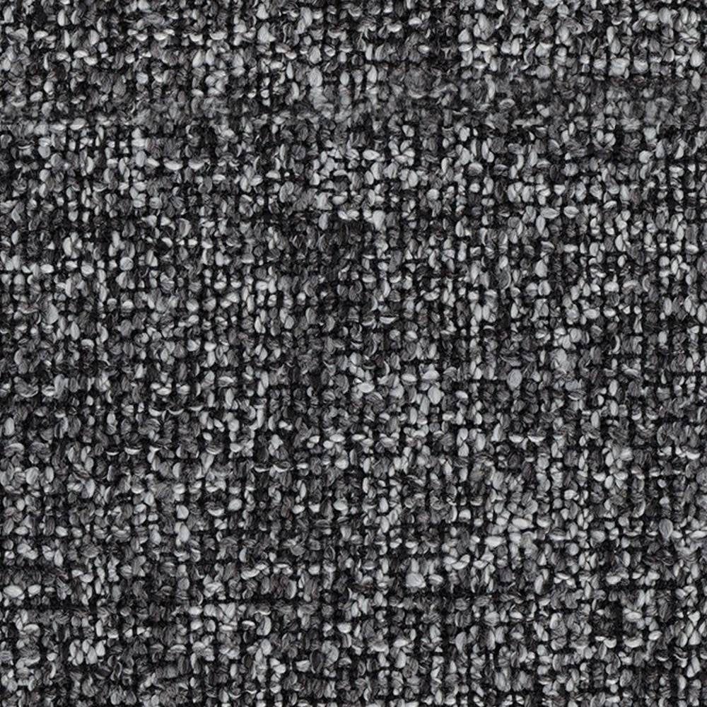 Close-up of a neutral charcoal-gray looped upholstery fabric swatch in 70% acrylic, 30% polyester with a textured bouclé weave, ideal for contemporary and modern sofas.