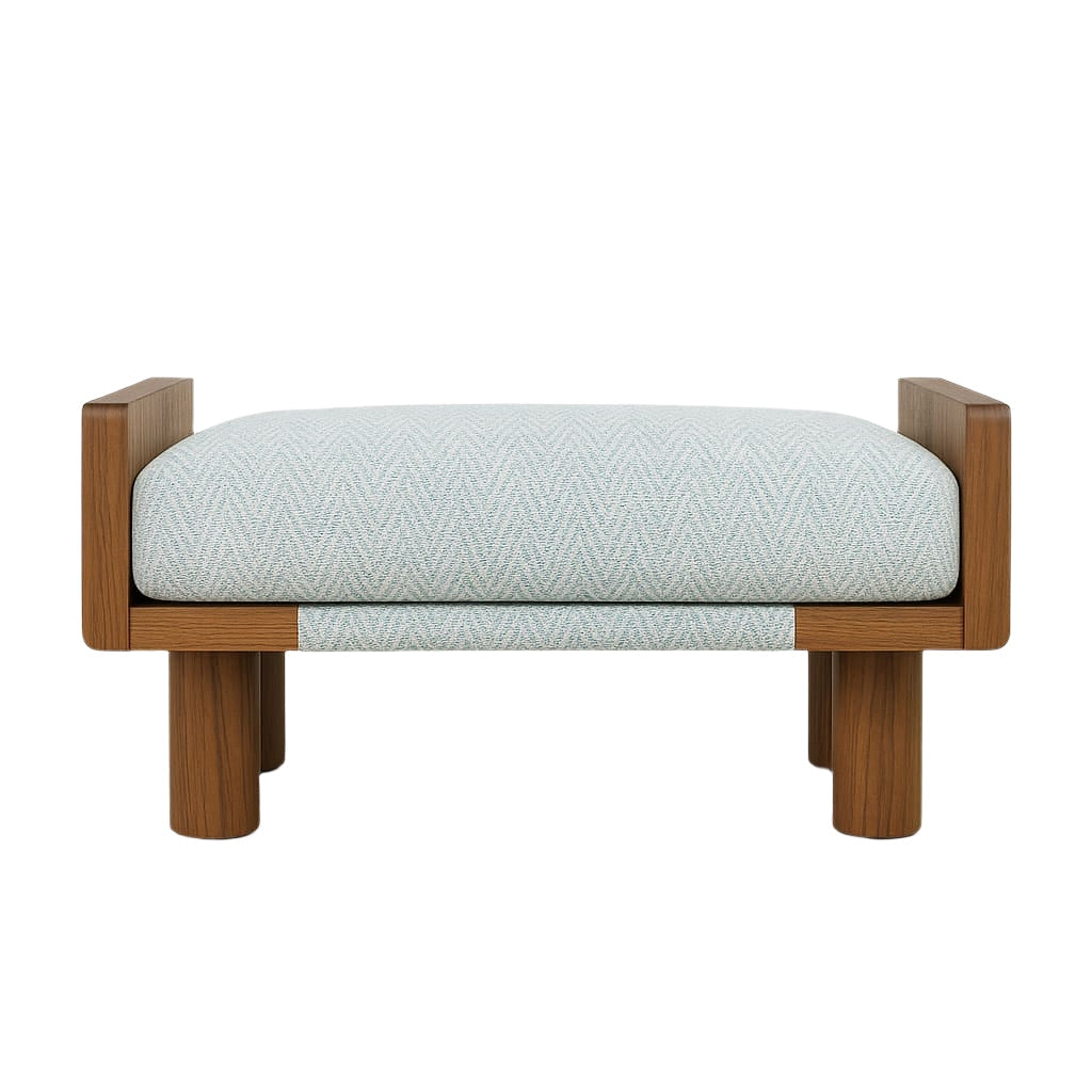 Ilyna Herringbone End of Bed Bench Seat Recycled Teak