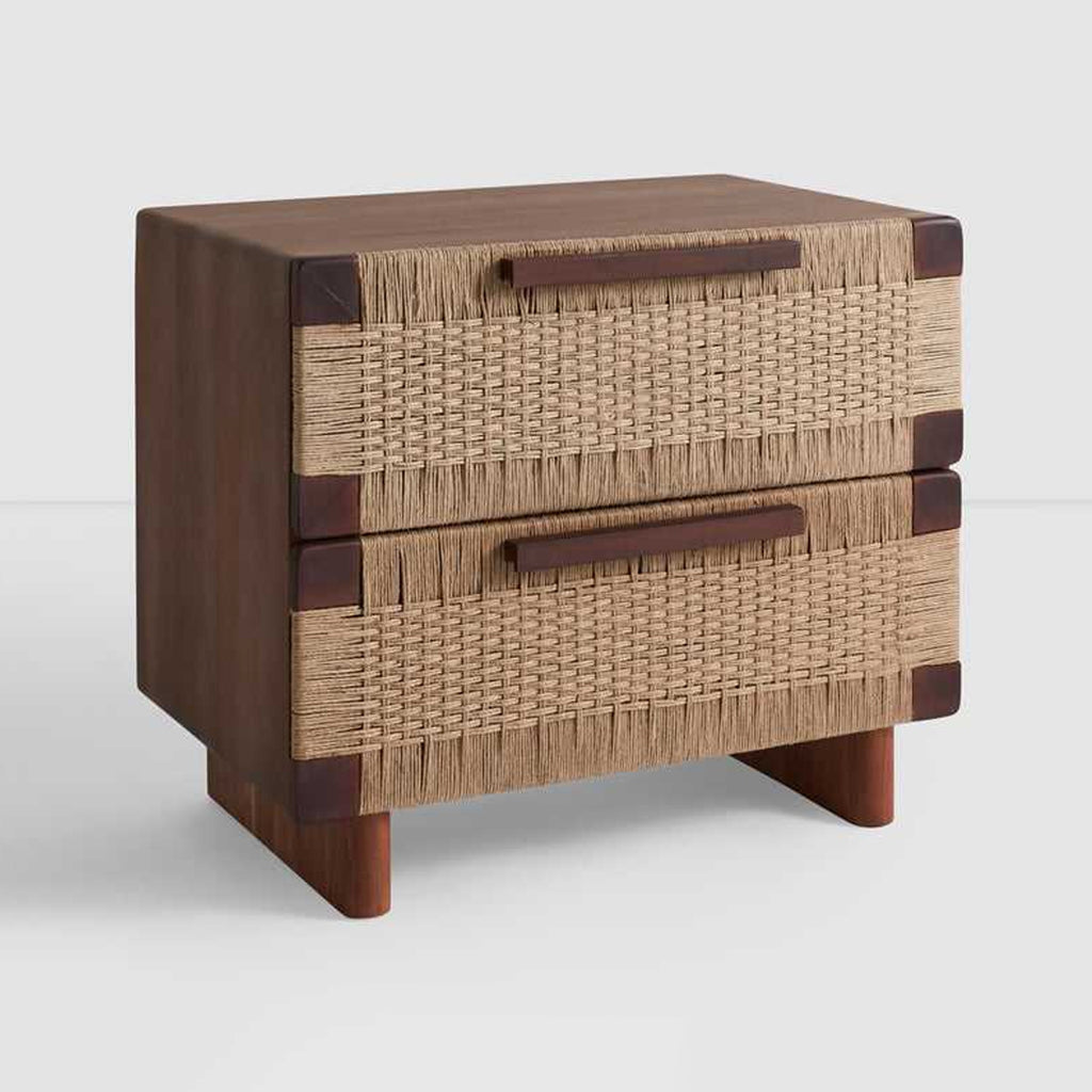 Lapu Brown Hand Woven 2 Drawer Nightstand