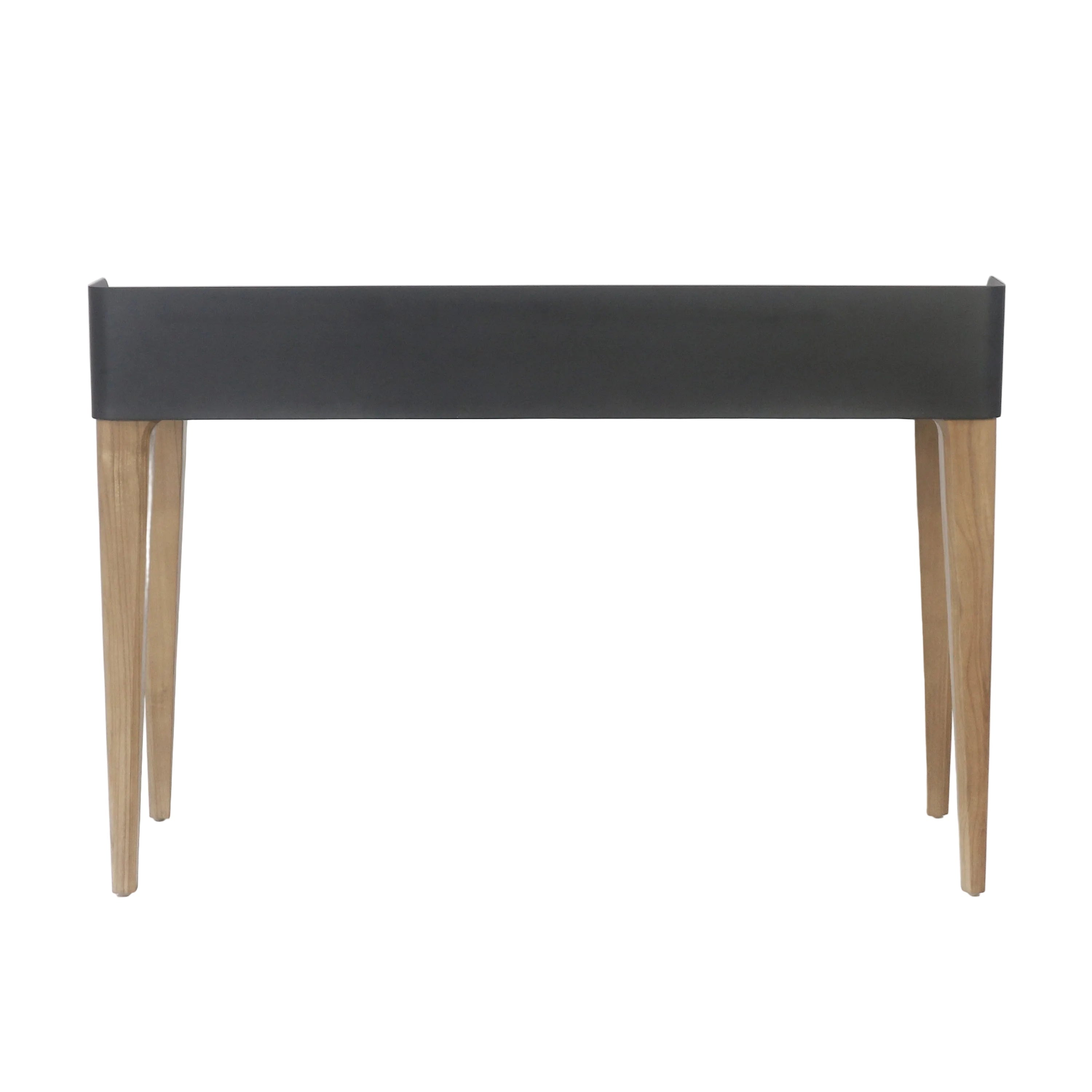 Millis Light Teak Finish with Matte Black Steel Cover Desk