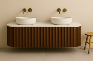 Mussomeli Floating Fluted Bathroom Vanity Walnut
