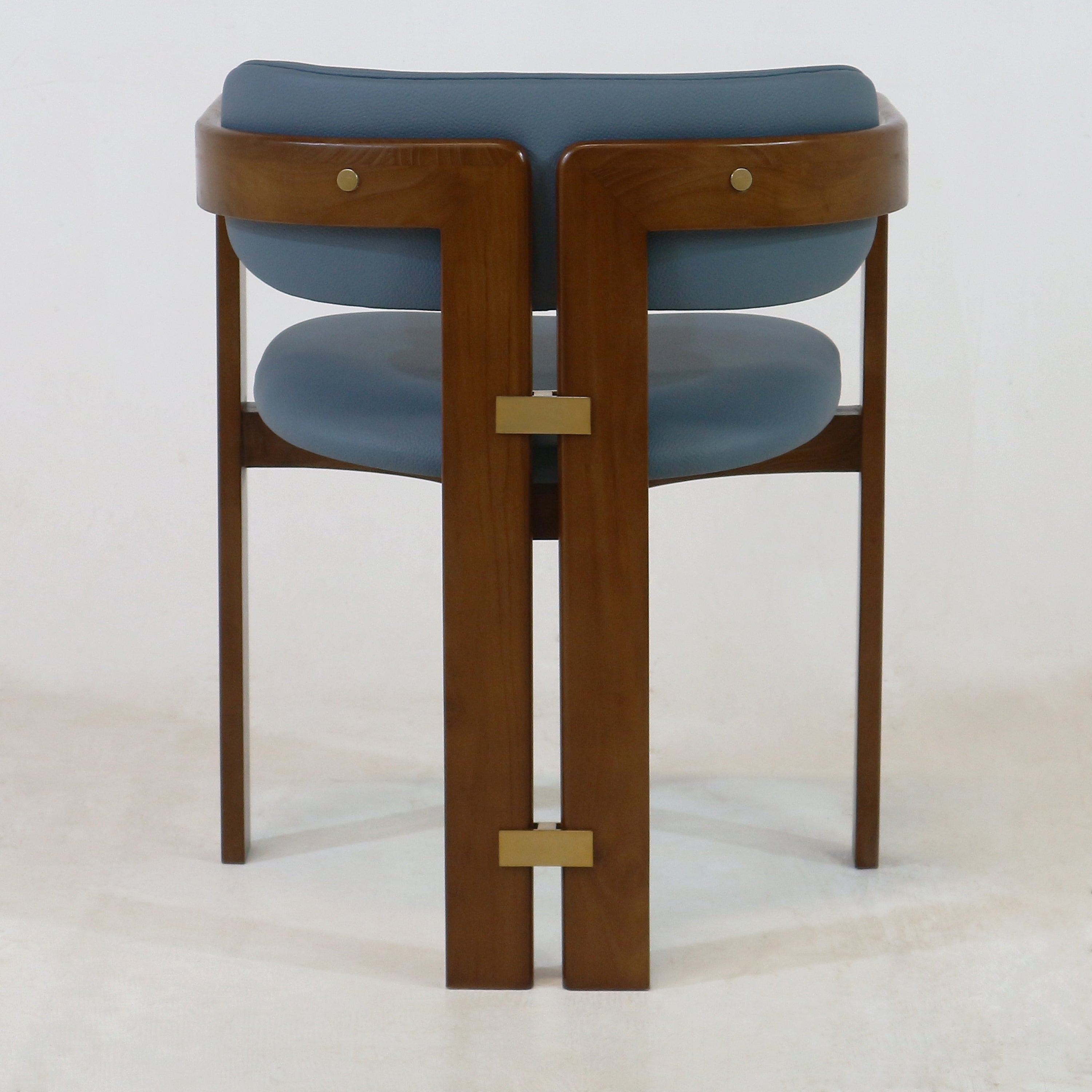 Pamplona Walnut Dining Chair with Rubio Monocoat Finish and Blue Leather