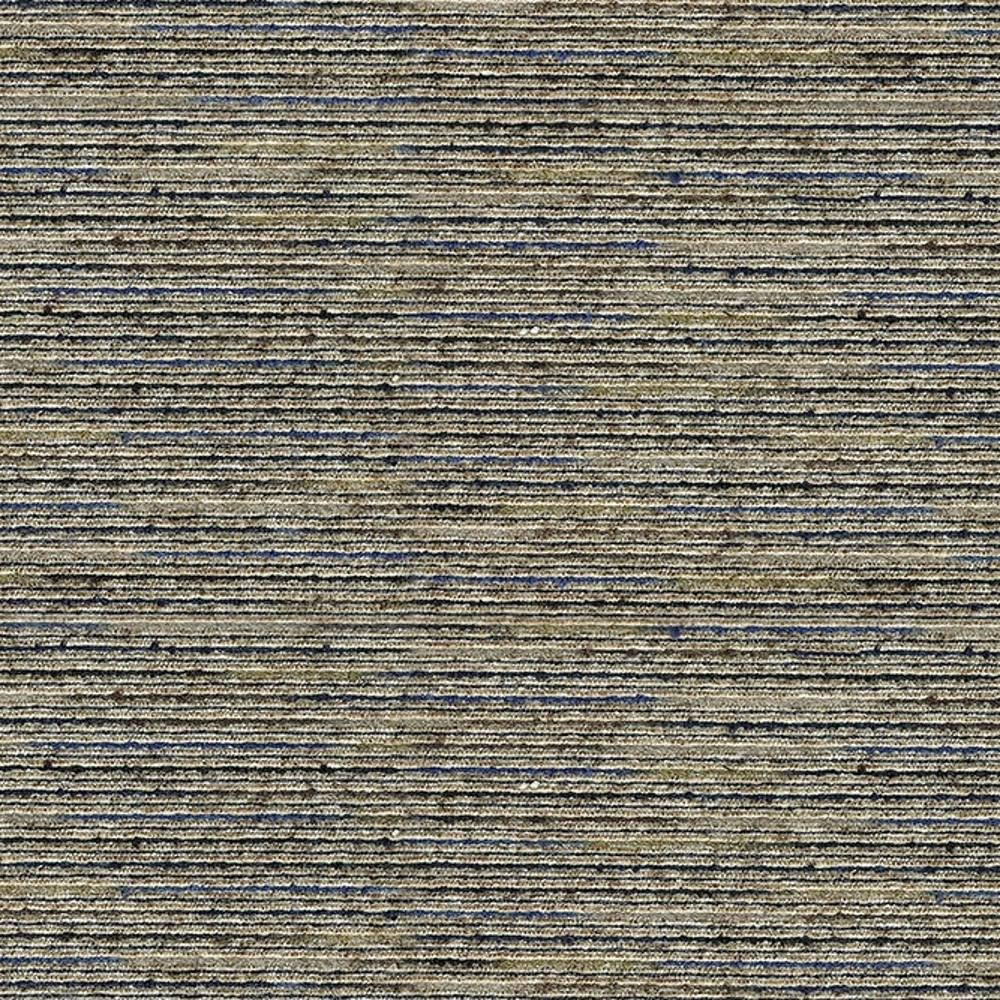 Close-up of gray viscose-blend upholstery fabric (75% viscose, 24% polyester) with fine horizontal ribbed stripes and subtle blue flecks, textured for contemporary sofa use.