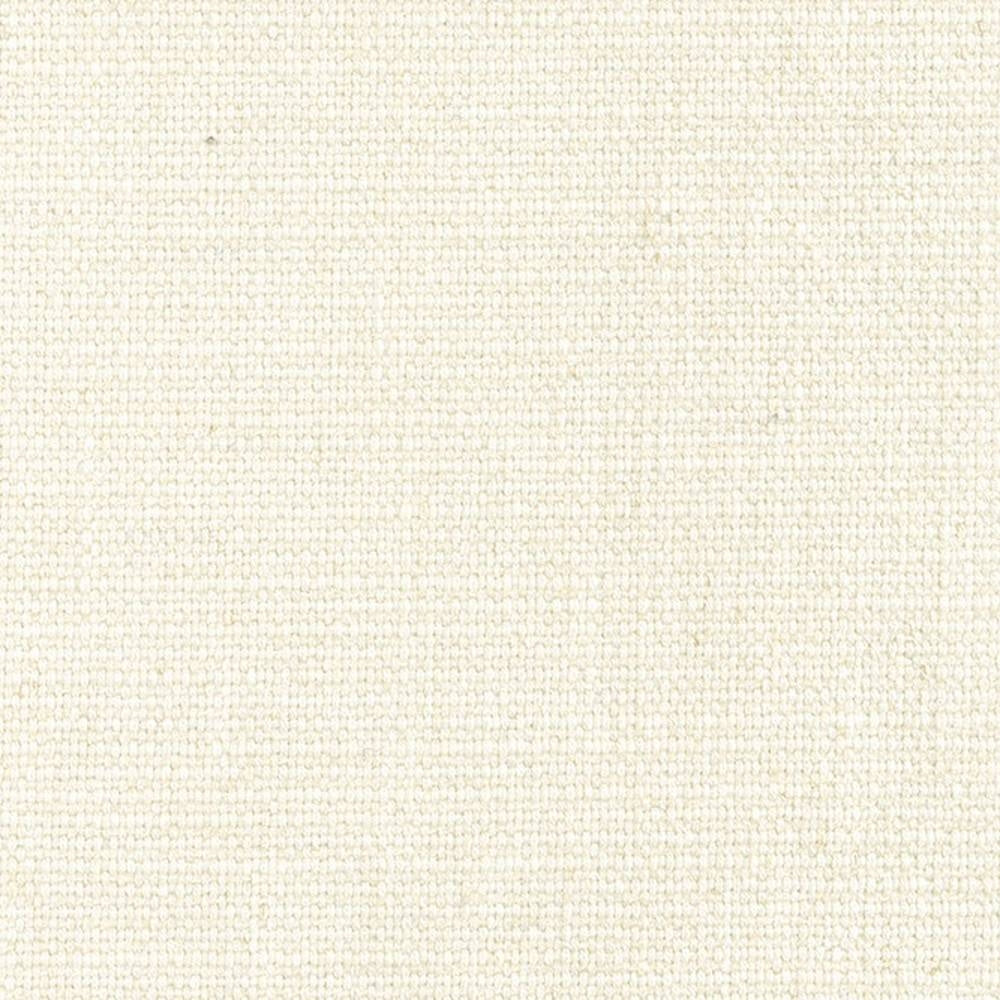 Close-up of neutral cream woven upholstery fabric showing a subtle linen-like texture and tight weave; composition: 6% wool, 20% linen, 43% viscose, 16% acrylic, 15% polyester.