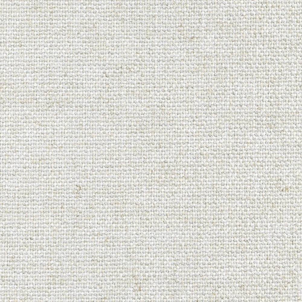Close-up of cream-beige woven upholstery fabric, a linen-viscose-acrylic-polyester blend, showing fine plain weave texture suitable for contemporary sofas and office seating.