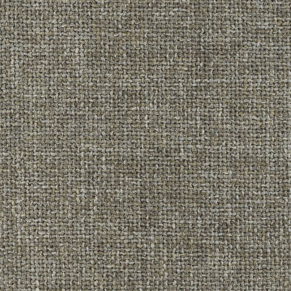 Close-up of neutral beige woven upholstery fabric showing a coarse basket-weave texture; 10% linen, 25% acrylic, 65% polyester blend intended for sofa upholstery.