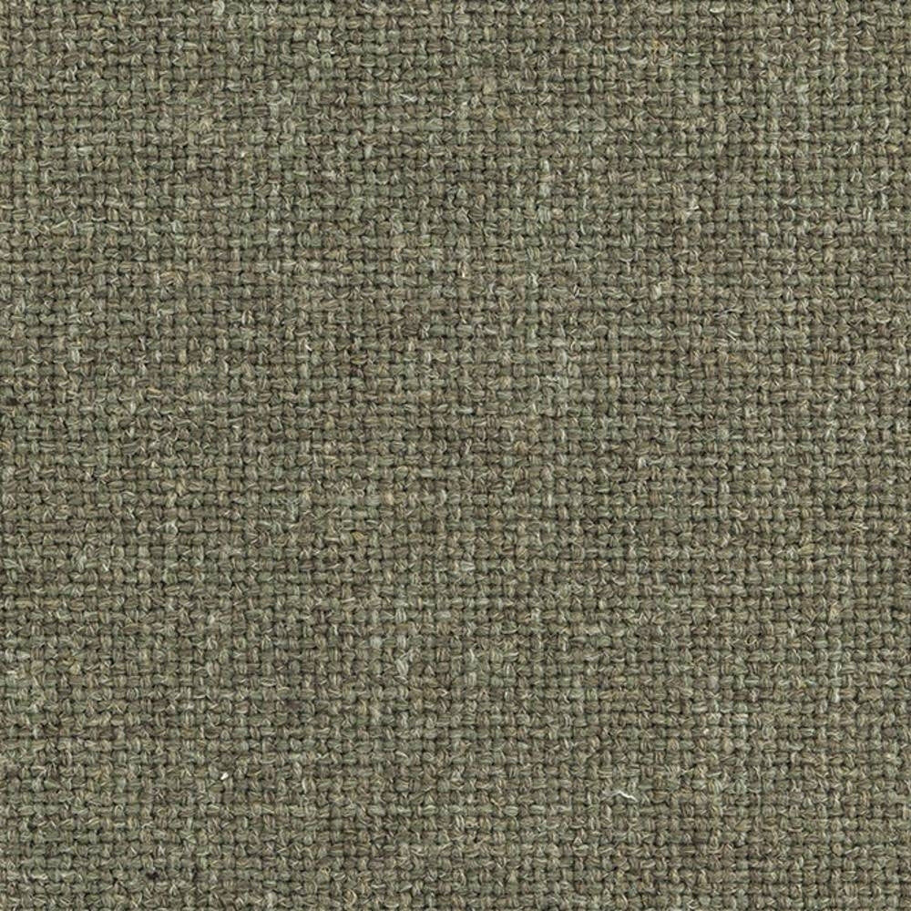 Close-up of an olive-neutral woven upholstery fabric swatch showing textured basket-weave; 10% linen, 25% acrylic, 65% polyester blend suitable for heavy-duty contemporary sofa upholstery.