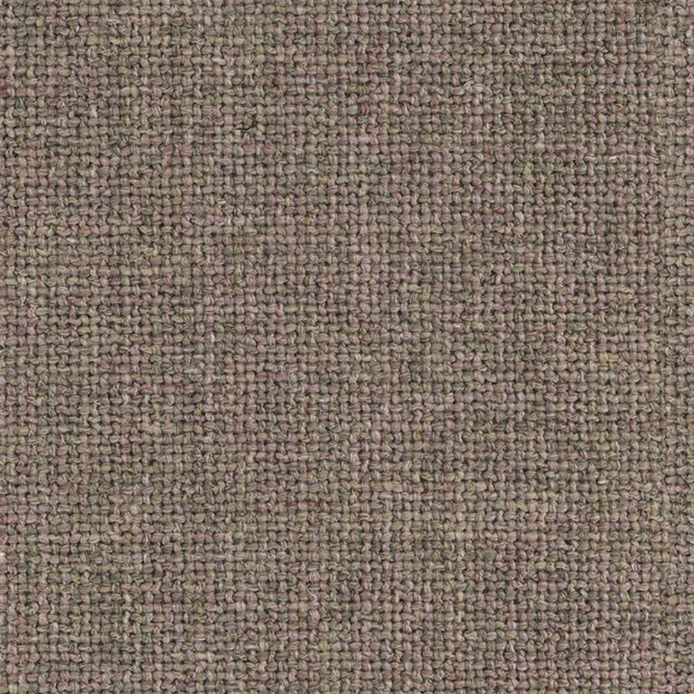 Close-up of a neutral taupe woven upholstery fabric swatch in a 10% linen, 25% acrylic, 65% polyester blend showing coarse basket-weave texture for contemporary sofas.