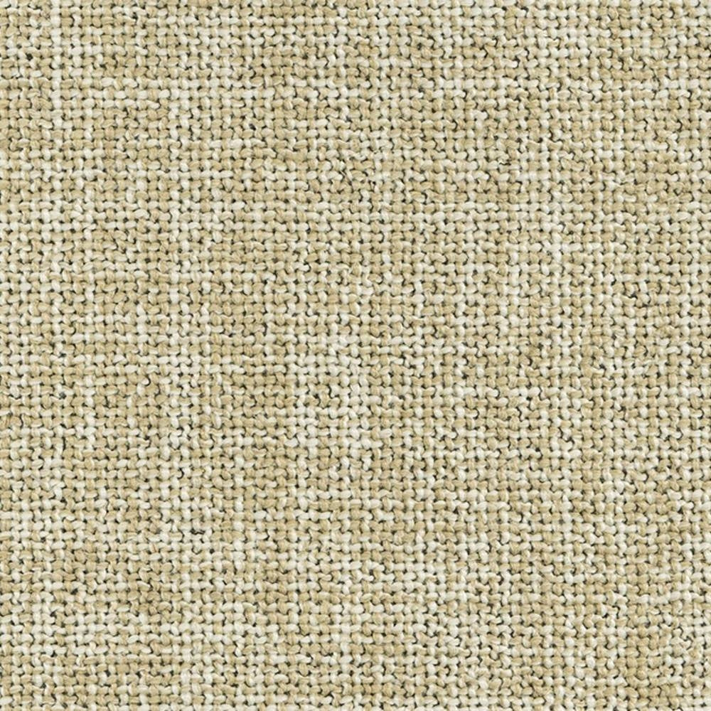 Close-up of neutral beige woven upholstery fabric, a 10% linen / 25% acrylic / 65% polyester blend with textured basket weave, ideal for contemporary sofas and heavy-duty indoor use.