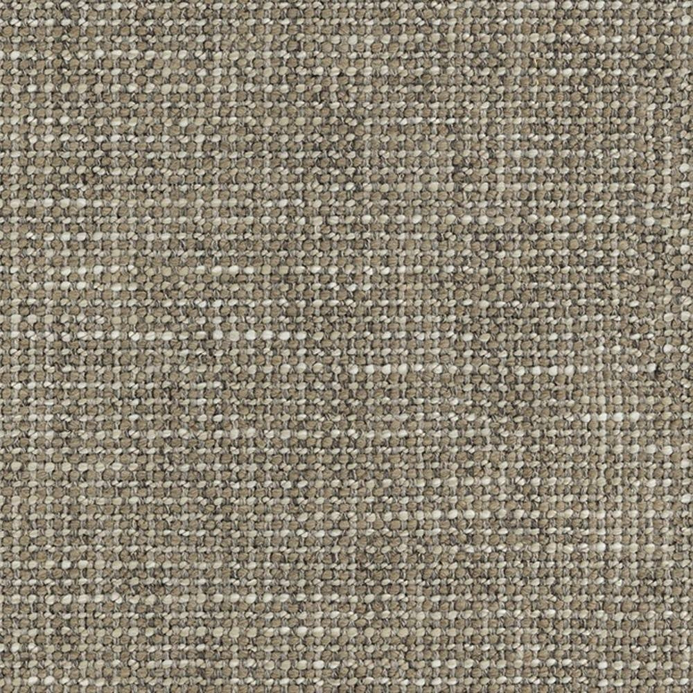 Close-up of beige boucle upholstery fabric showing a textured loop weave and subtle cream specks; neutral multi-tone yarns composed of 10% wool, 5% linen, 40% acrylic and 45% polyester for sofa use.