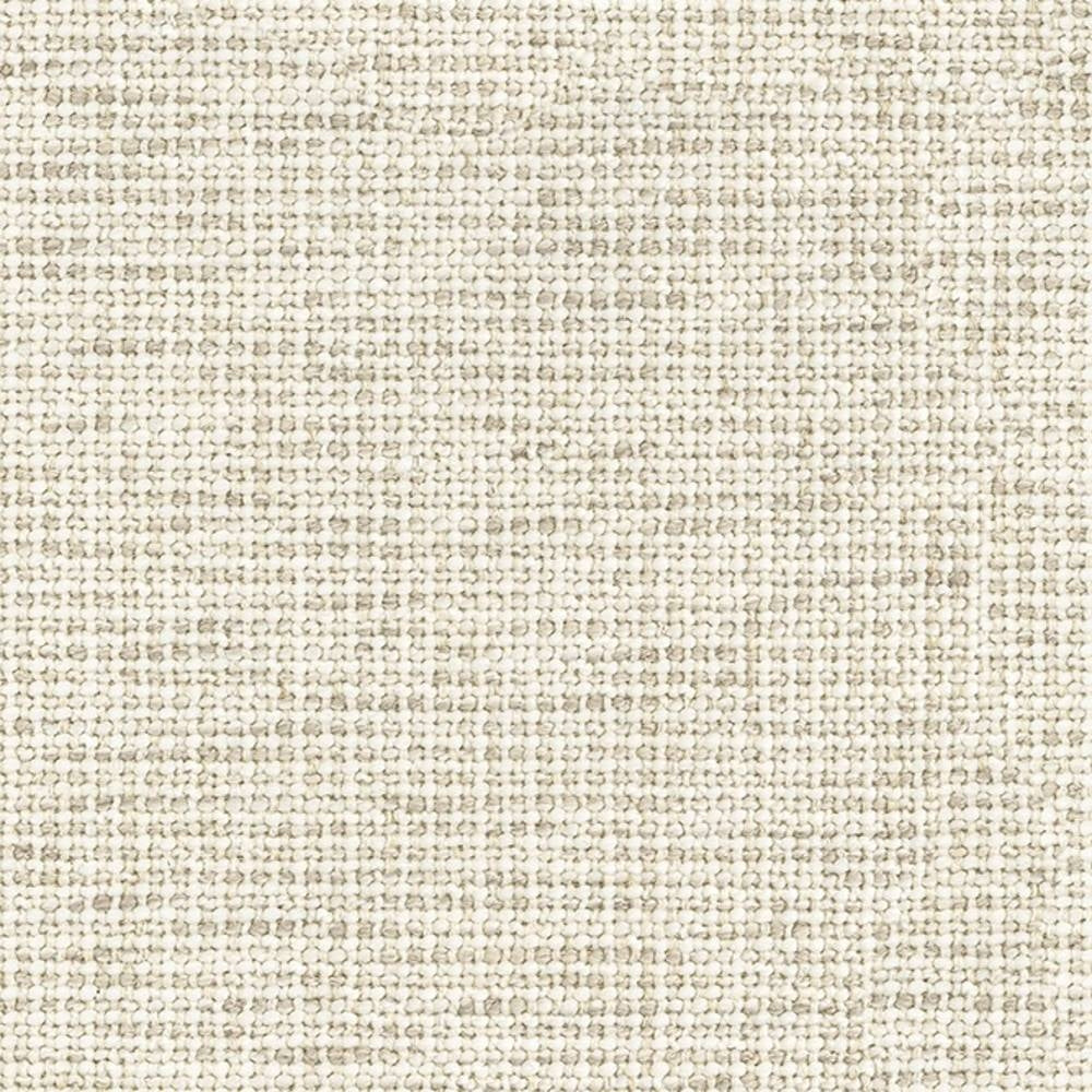 Close-up of cream-beige boucle upholstery fabric showing tight woven texture, a neutral modern sofa fabric in a 10% wool, 5% linen, 40% acrylic and 45% polyester blend.