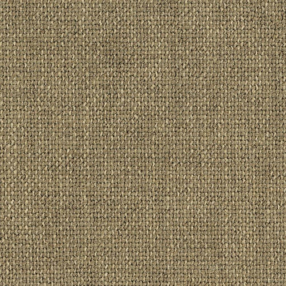 Close-up of neutral tan woven upholstery fabric with a coarse basket-weave texture; 10% wool, 5% linen, 35% acrylic and 50% polyester blend ideal for contemporary sofas and office seating.