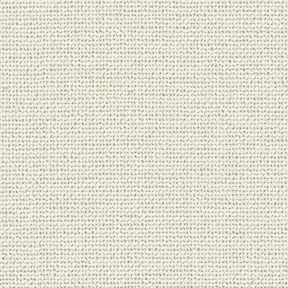 Close-up of an off-white woven upholstery fabric swatch showing a textured looped weave; contemporary neutral fabric in a wool, linen, acrylic and polyester blend for sofas and office seating.