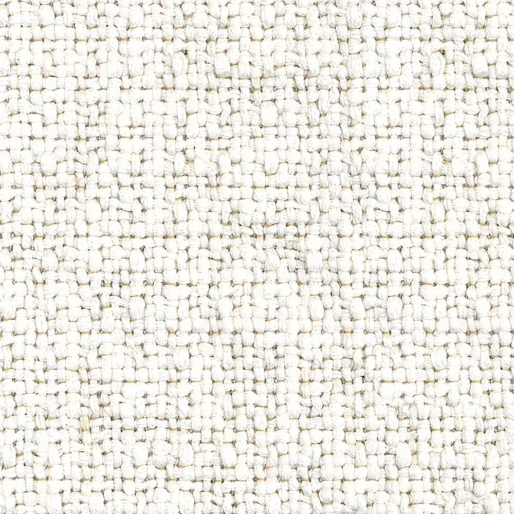 Close-up of cream-beige woven upholstery fabric with a nubby, basketweave texture; linen-rayon-cotton-polyester blend ideal for contemporary sofas.