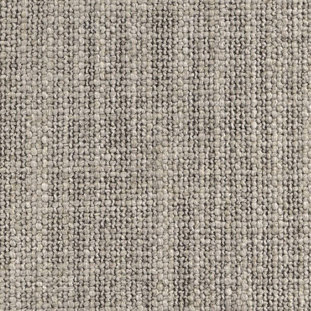 Close-up of beige linen-blend upholstery fabric showing a chunky looped woven texture with subtle two-tone neutral variation, designed for heavy-duty indoor sofa use.