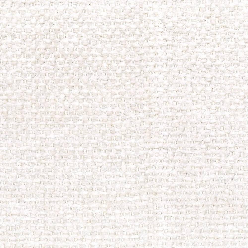 Close-up of cream off-white linen-blend upholstery fabric showing a tight basket-weave texture and soft slub yarns; 8% linen, 9% rayon, 83% polyester, contract-grade for sofas and office seating.