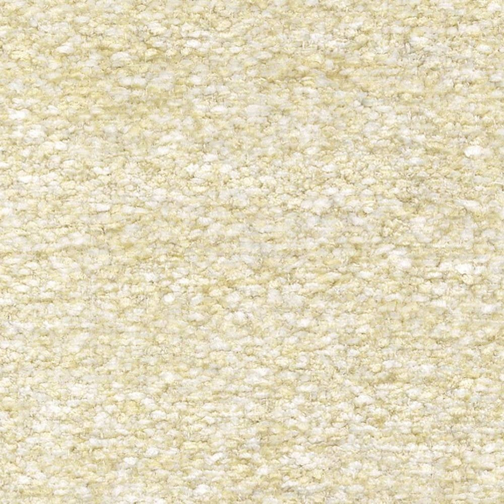 Close-up of cream boucle upholstery fabric with a soft, nubby texture; 87% polyester, 6% linen and 7% rayon blend suitable for indoor sofa upholstery.