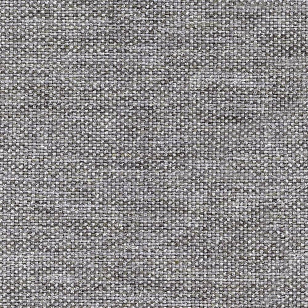 Close-up of a neutral beige-gray woven upholstery fabric swatch showing textured basketweave appearance; 5% wool, 10% linen, 36% acrylic and 49% triacetate blend suitable for modern sofas.