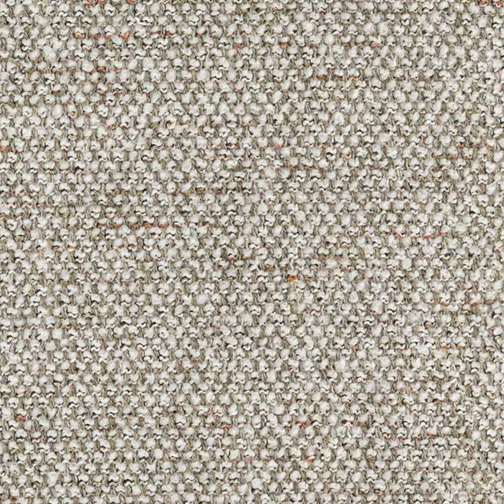 Close-up of neutral beige woven upholstery fabric showing a tight textured weave with subtle tan and cream flecks; 9% linen, 30% acrylic, 61% polyester blend for sofa use.