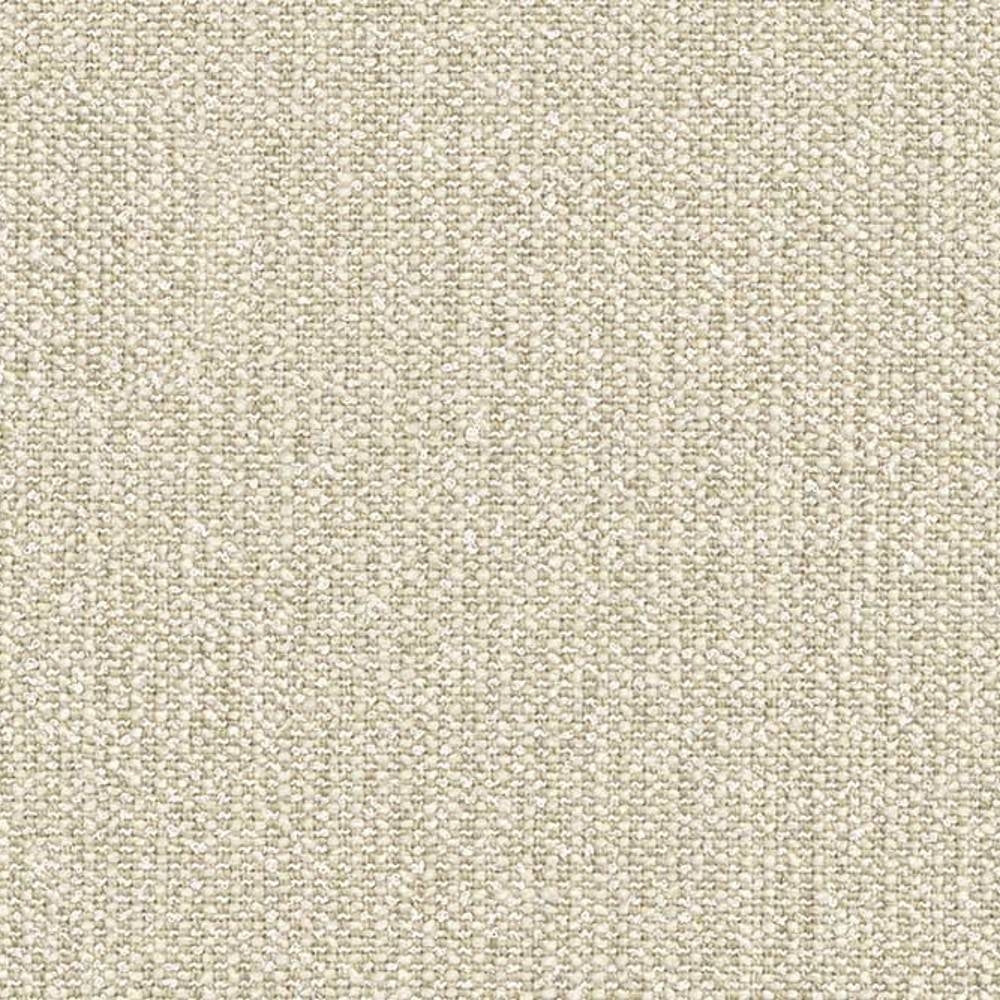 Close-up of neutral cream woven upholstery fabric for modern sofas, showing a textured looped weave and yarn blend of wool, linen, rayon, acrylic and polyester.