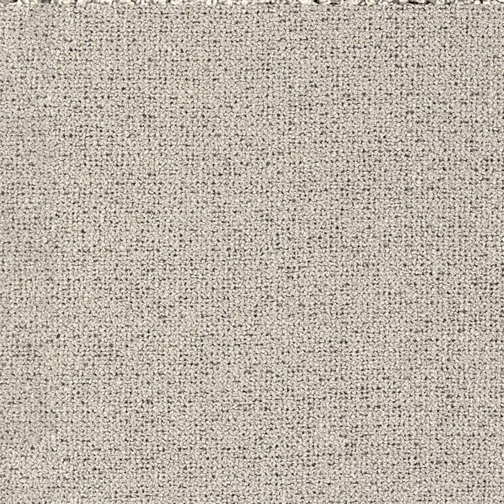 Close-up of light beige woven upholstery fabric for sofas, showing a looped textured weave with subtle flecking; 68% rayon and 32% polyester composition.