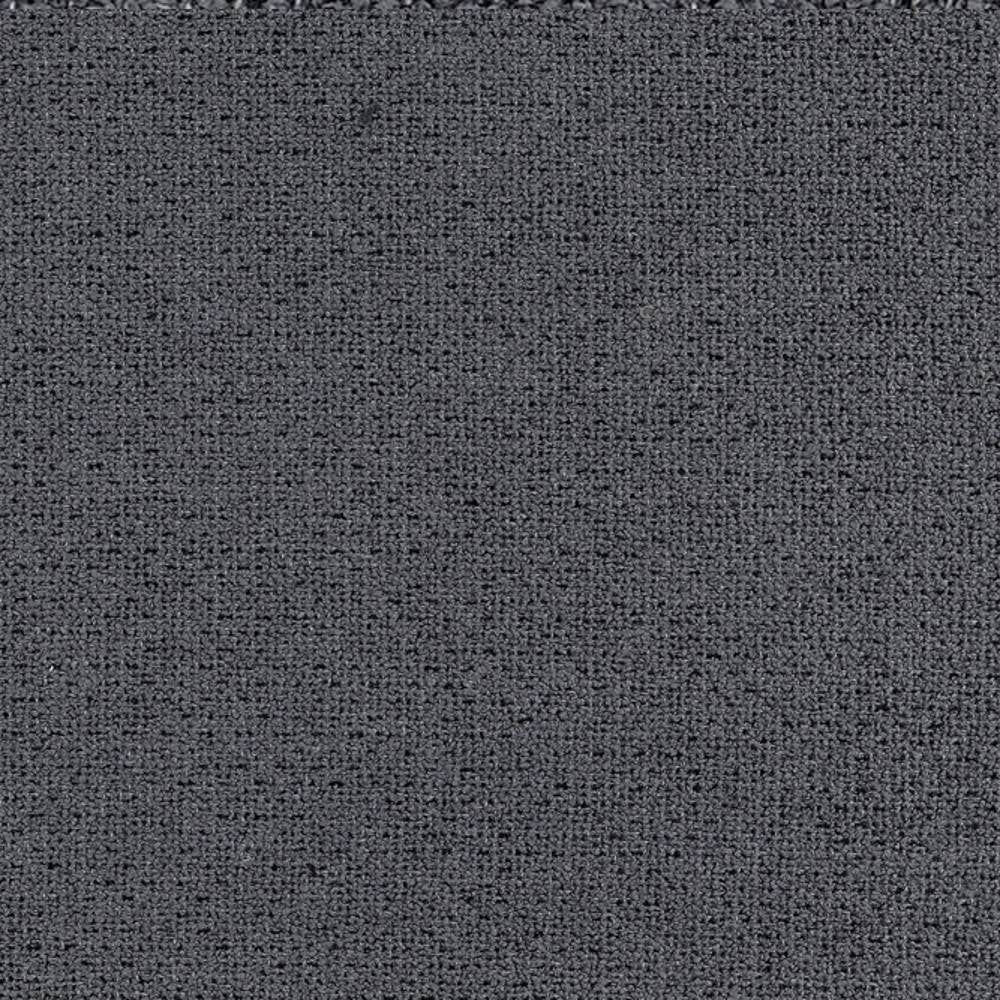 Close-up of dark gray woven upholstery fabric for sofas, 68% rayon and 32% polyester, showing a tight, uniform textured weave.