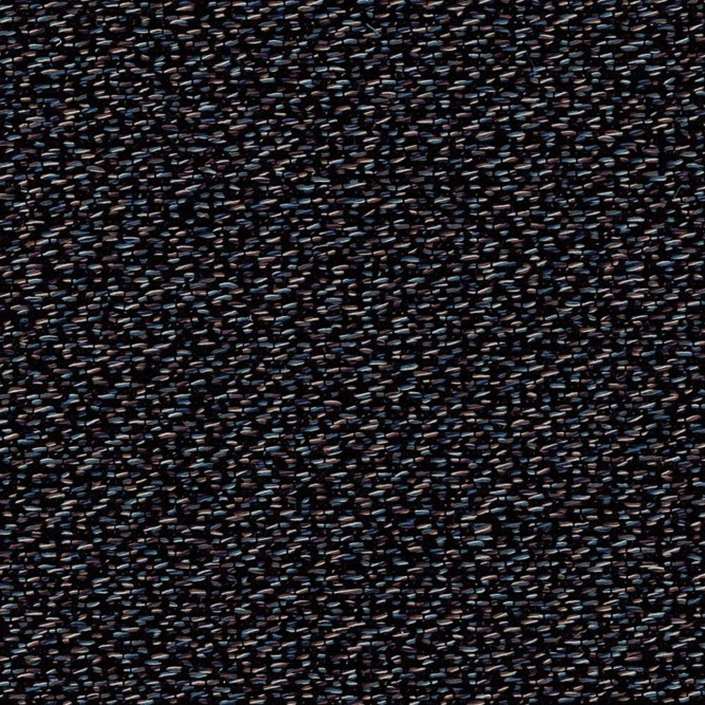 Close-up of dark speckled sofa upholstery fabric showing a tight woven texture with subtle blue and beige flecks; 38% rayon and 62% polyester, contemporary modern style.