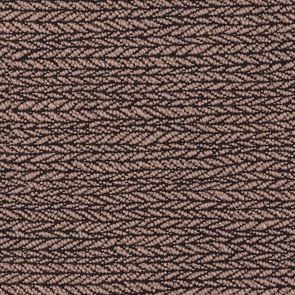 Close-up of taupe and black looped upholstery fabric showing a small chevron-like textured pattern; 18% wool, 47% acrylic, 35% polyester, suitable for sofa upholstery.