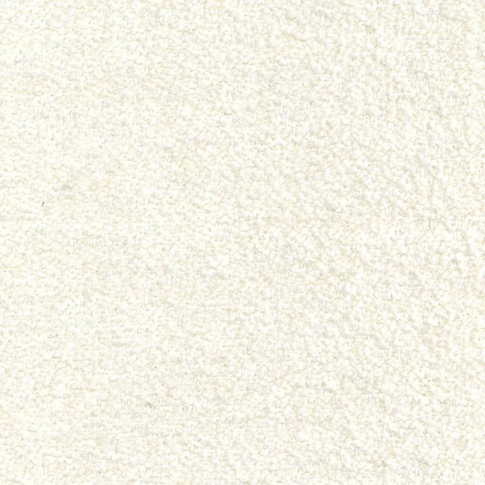 Close-up of cream boucle upholstery fabric swatch with soft looped texture in an off-white tone; composition includes wool, linen, viscose, acrylic and polyester, suitable for sofa upholstery.