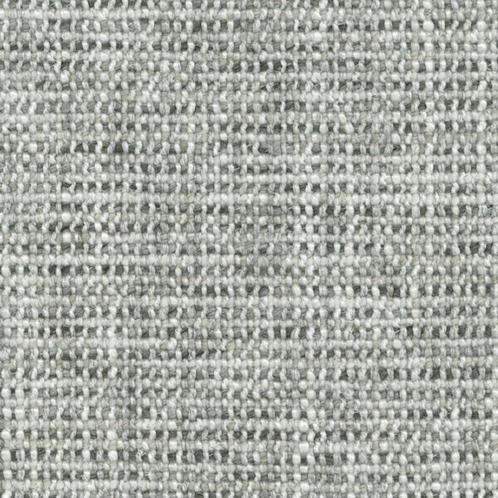 Close-up of light gray wool-blend upholstery fabric (18% wool, 67% acrylic, 15% polyester) showing a tight, neutral woven texture suited for contemporary sofas.