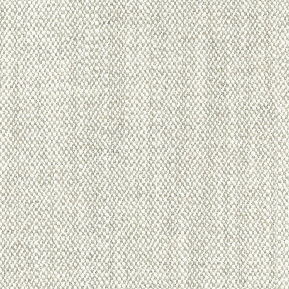 Close-up of neutral cream upholstery fabric showing a tight pebble weave texture, a wool/linen/acrylic/polyester blend suited for contemporary sofa upholstery.