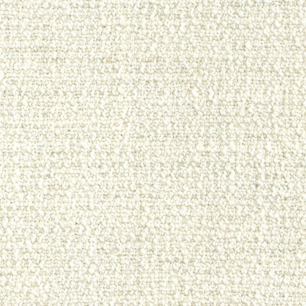 Close-up of cream bouclé upholstery fabric with dense looped texture, woven from 19% wool, 5% linen, 63% acrylic and 13% polyester; durable, neutral fabric suitable for sofas.