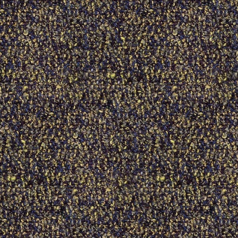 Close-up of cream boucle upholstery fabric (25% wool, 50% acrylic, 25% triacetate) showing dense looped texture and subtle multicolored flecks, ideal for contemporary sofa upholstery.