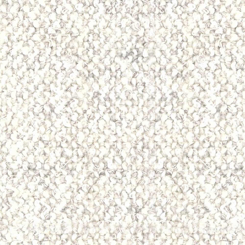 Close-up of cream boucle upholstery fabric showing dense looped texture and subtle neutral flecking; high-performance blend of wool, rayon, acrylic and triacetate suitable for sofa upholstery.