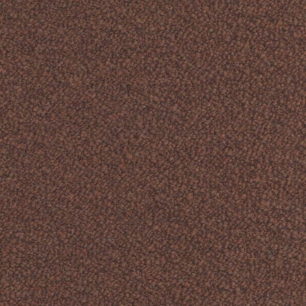 Close-up swatch of warm brown felted wool-look bouclé upholstery fabric showing dense, looped texture and soft nubby surface; wool-acrylic blend ideal for sofa and indoor upholstery.